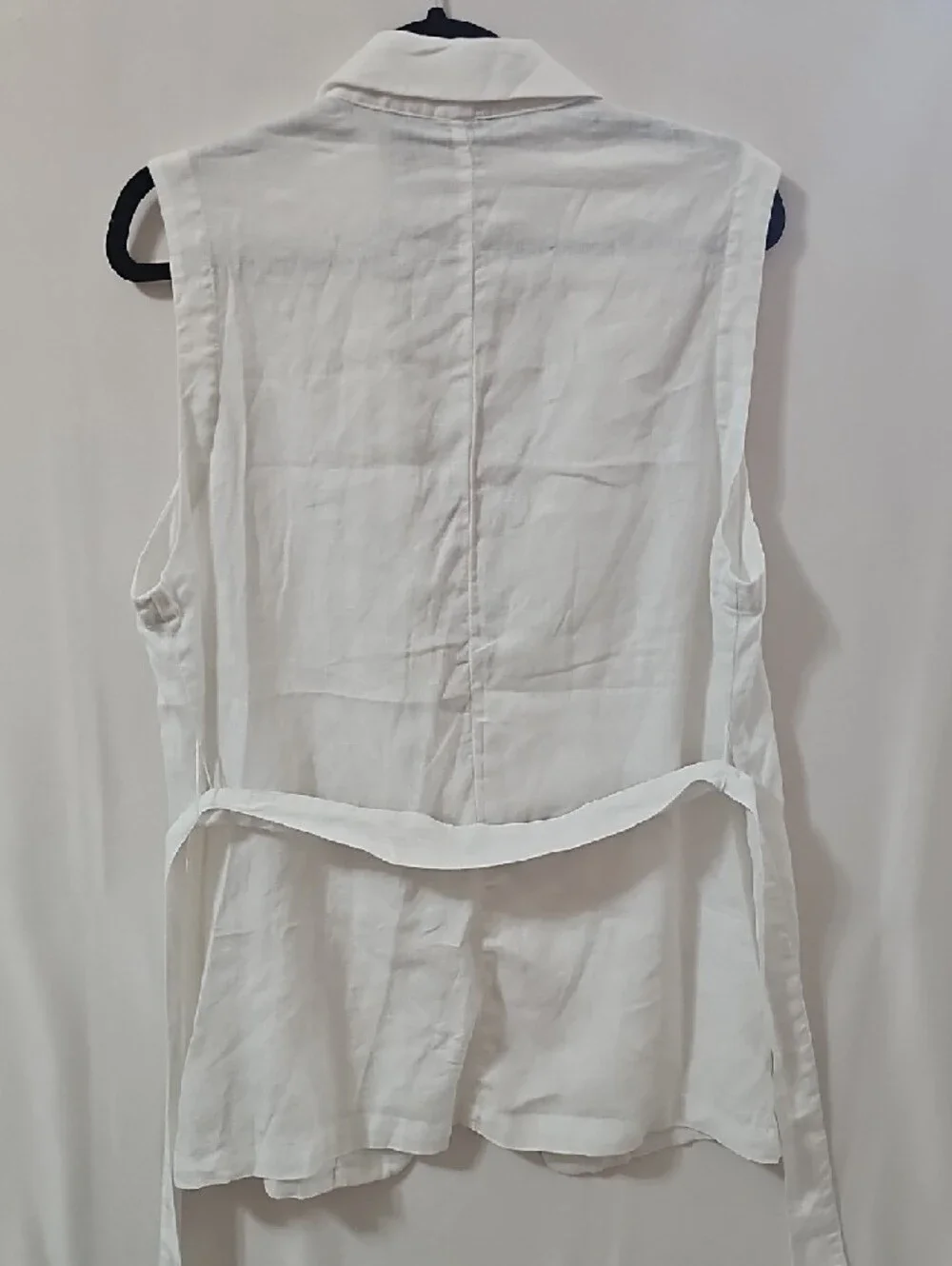 Tahari White Linen Sleeveless Blazer Vest - Picture 5 of 8